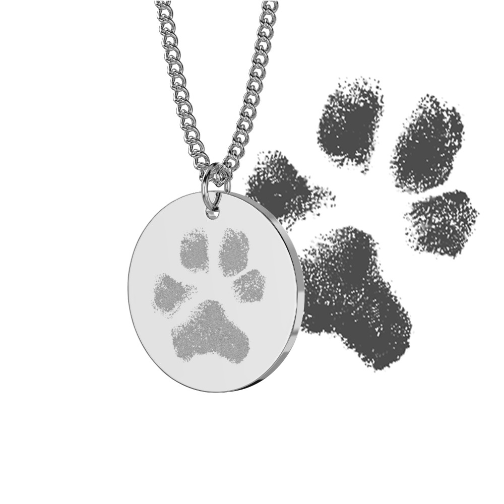 Personalised Pet Paw Print Disc Necklace.